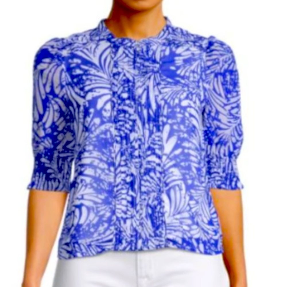 Walter Baker Madison Blue Print Blouse Size XS NWT